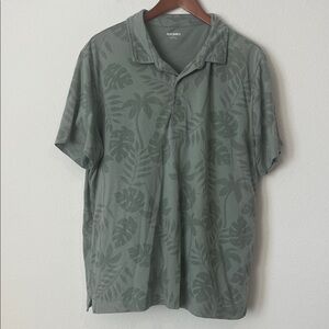 Old Navy Green Palm Leaf Printed Short Sleeve Polo Shirt